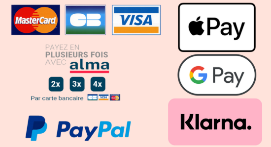 Logo Paiement Alma Paypal Apple Pay Google Pay Klarna CB | Okazionel.com